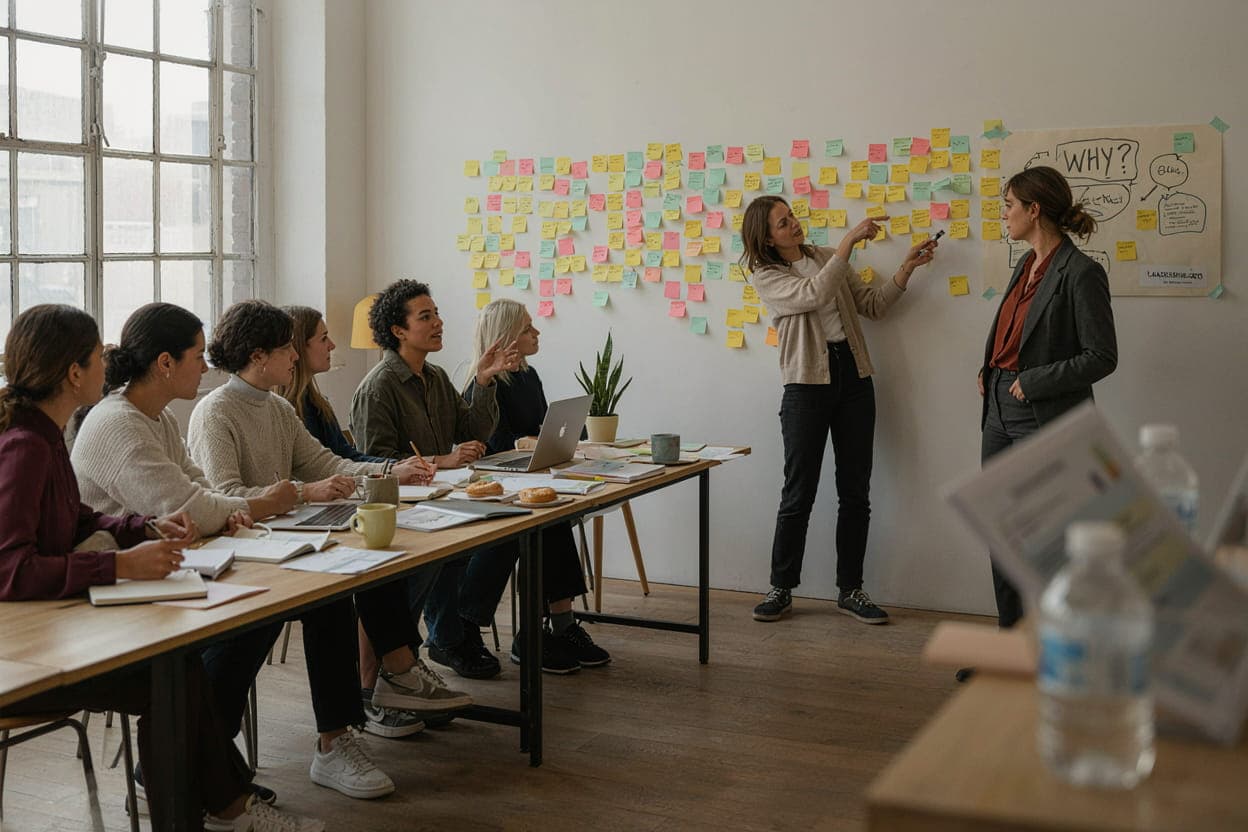 Fellows working through a problem at a learning lab